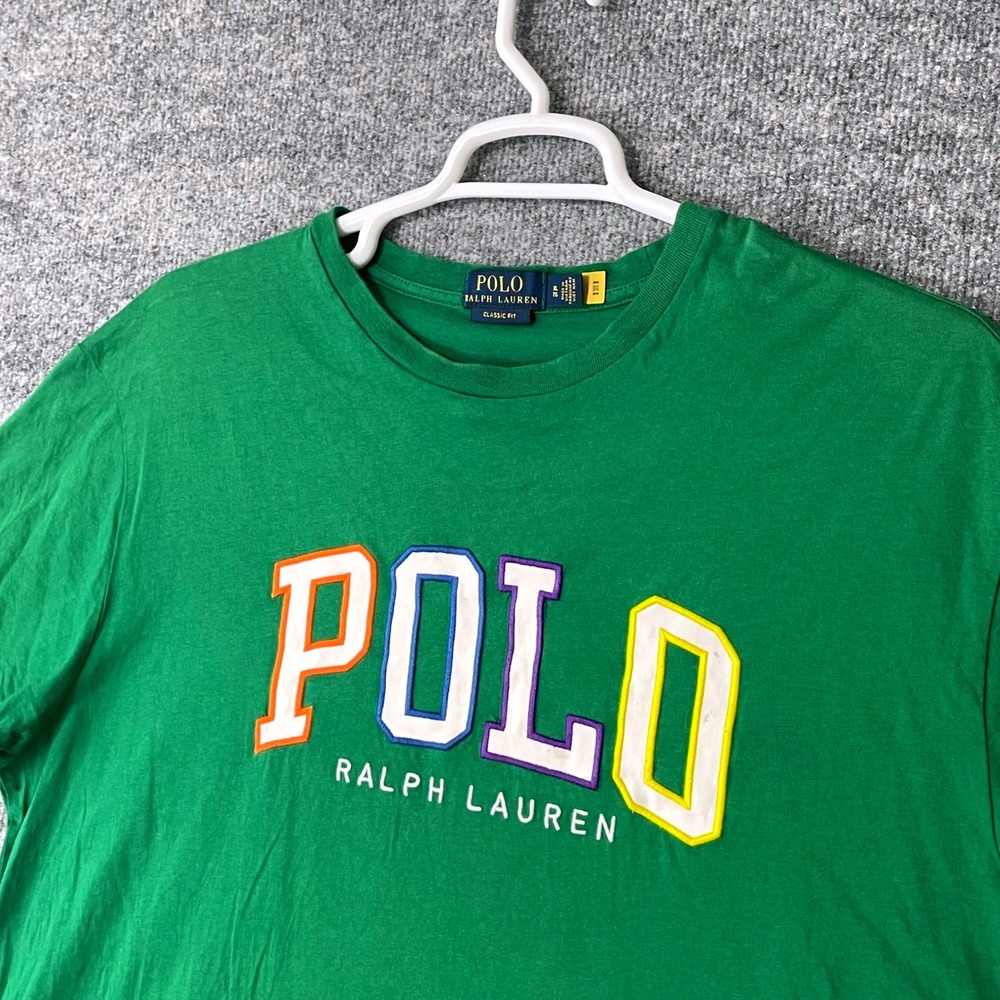 Polo Ralph Lauren Mens Classic Fit Green Graphic T-Shirt XL Multi Color Logo
